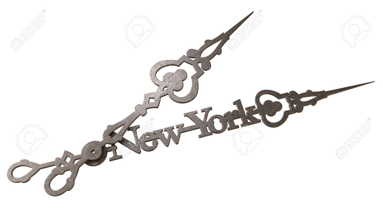 リテラルの説明に近いのと言って ニューヨーク分のアンティーク メタル時計の針の の写真素材 画像素材 Image