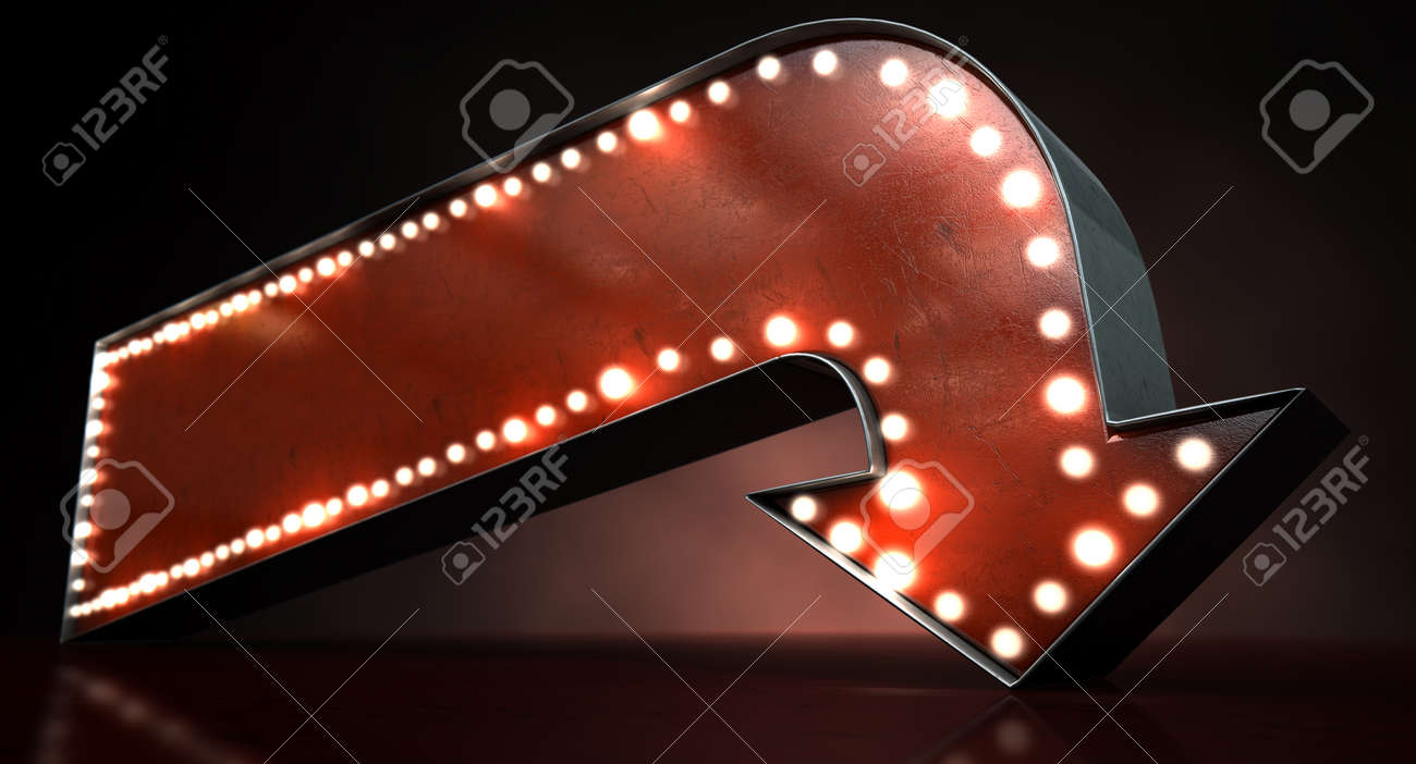a belle epoque era red vintage arrow sign light by light bulbs