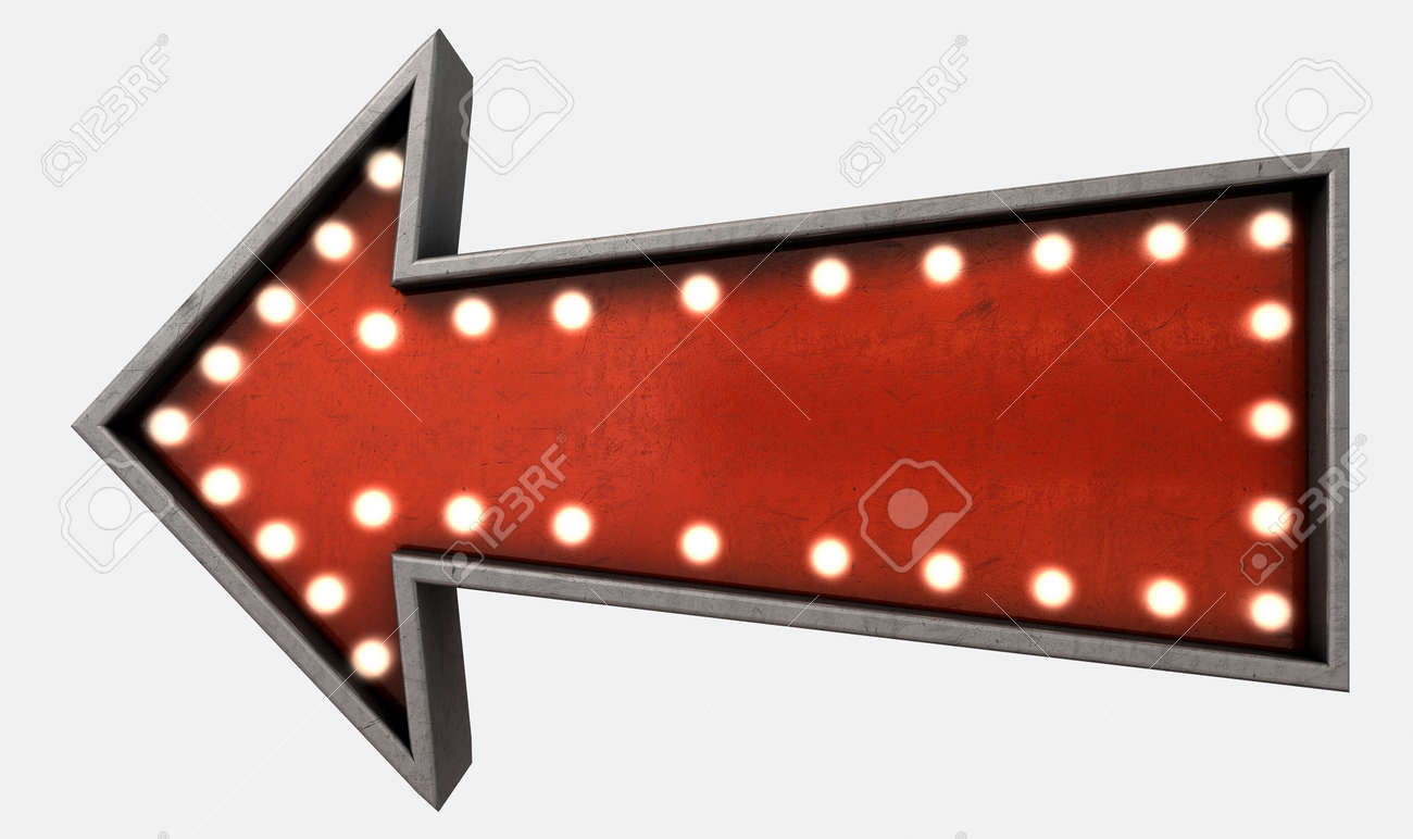 a belle epoque era red vintage arrow sign light by lightbulbs