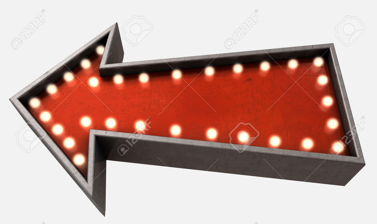 a belle epoque era red vintage arrow sign light by light bulbs