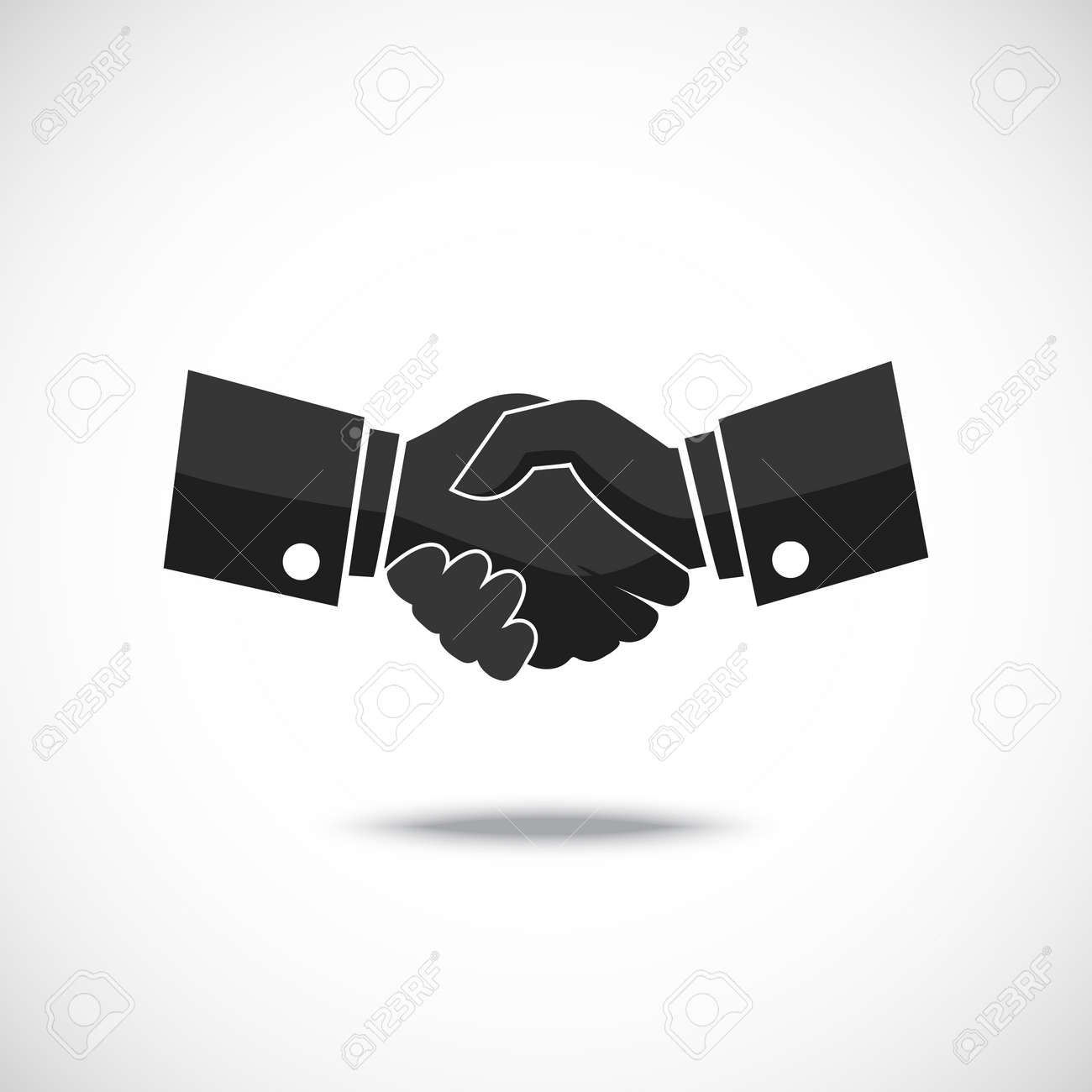 ベクトル パートナーシップ ビジネスマン握手アイコン黒い色で 白でシルエット良好影のイラスト素材 ベクタ Image