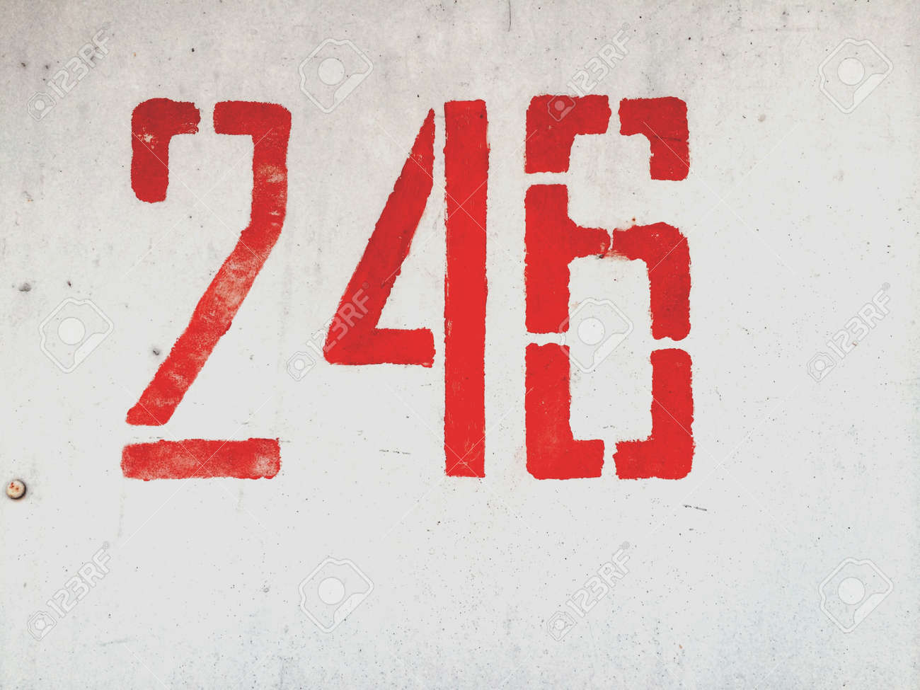 Number 246 on metallic grunge wall Stock Photo - 28612712