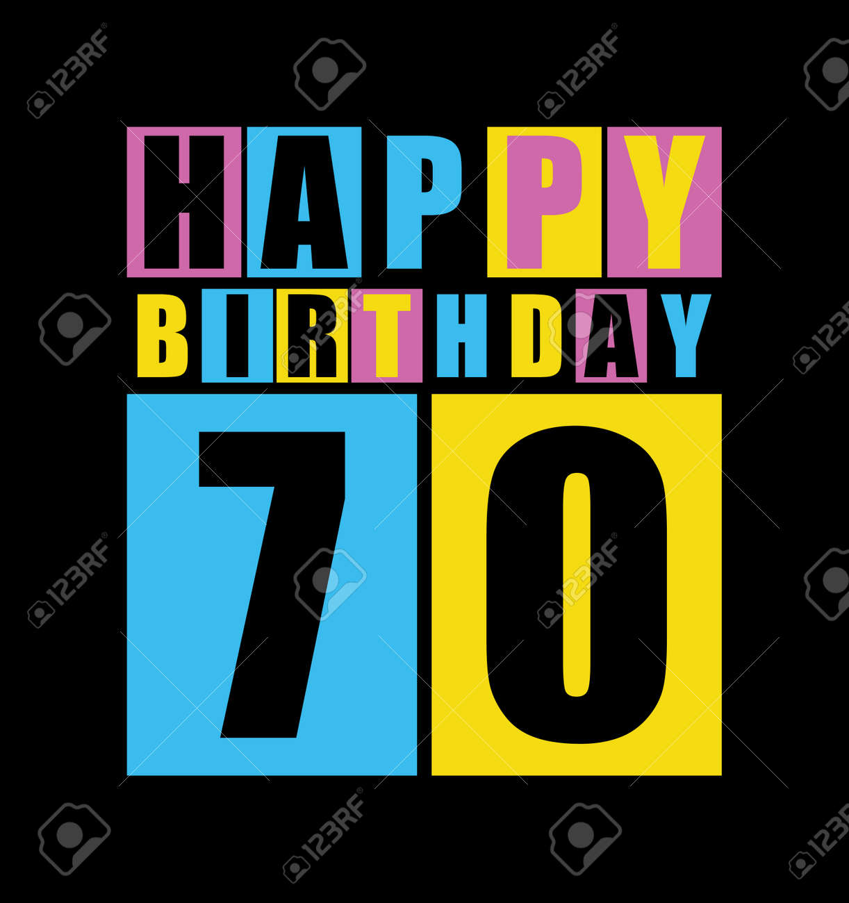 レトロな幸せな誕生日カード ベクトル イラスト カード プレゼント 70 歳の誕生日 のイラスト素材 ベクタ Image