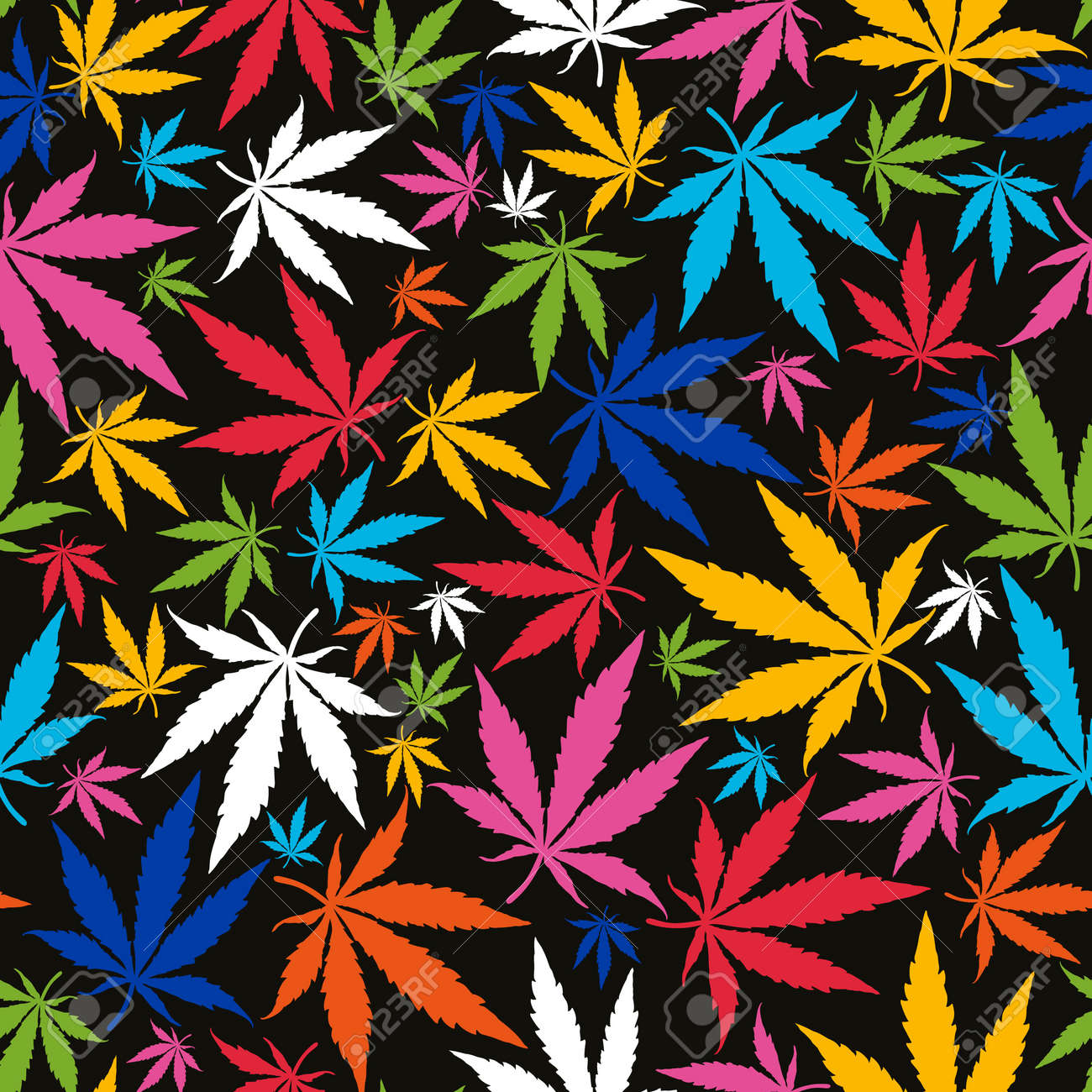 colorful cannabis leaves on