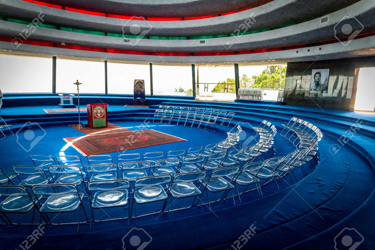The Interior Of The Auditorium In Domus Galilaeae Israel Stock