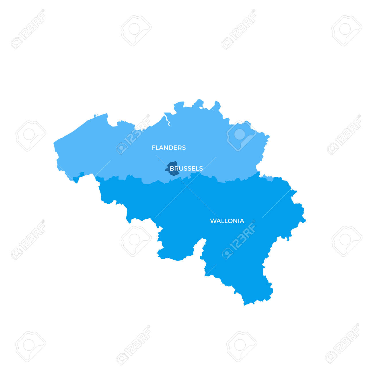 belgium regions map stock vector 70956418
