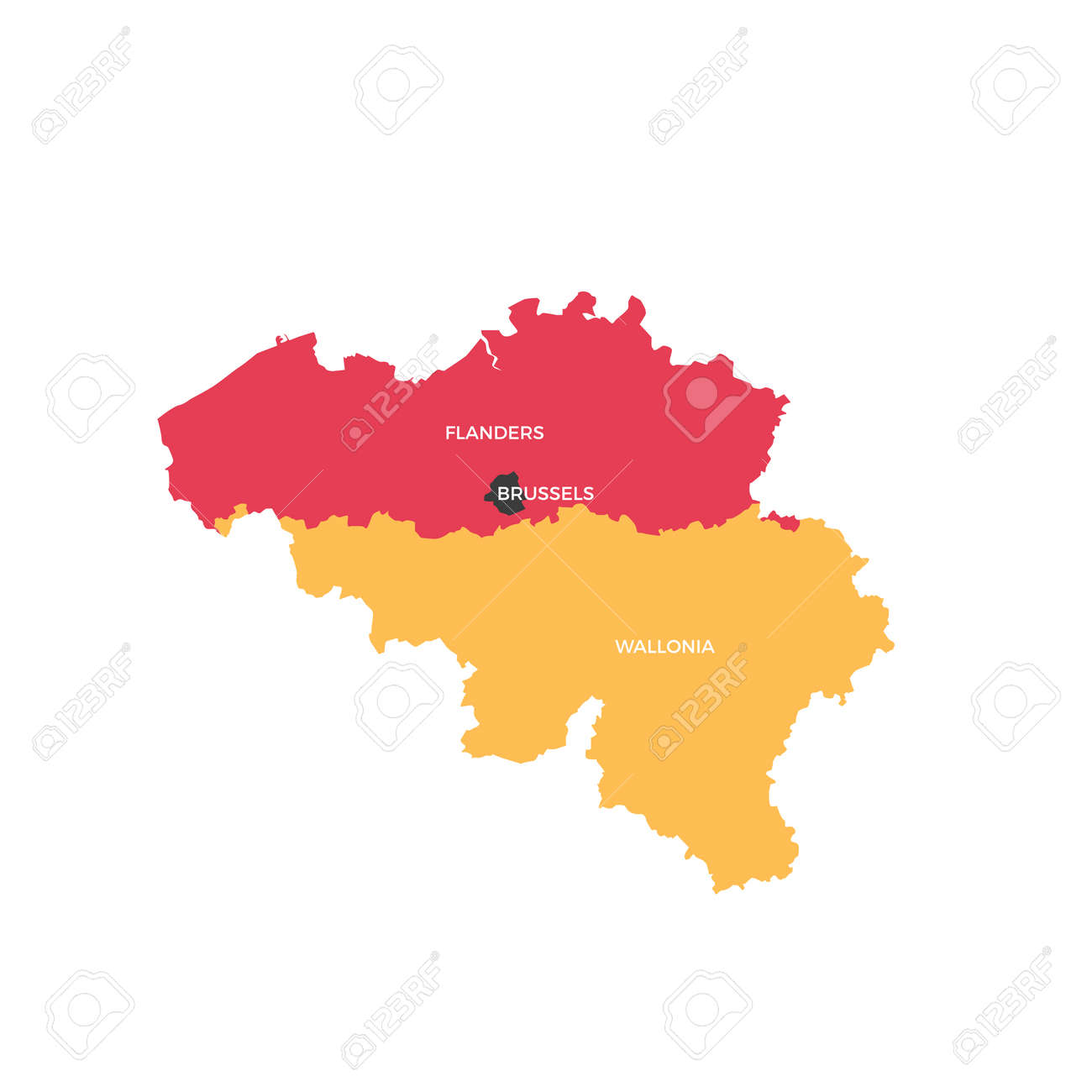 belgium regions map stock vector 88792496