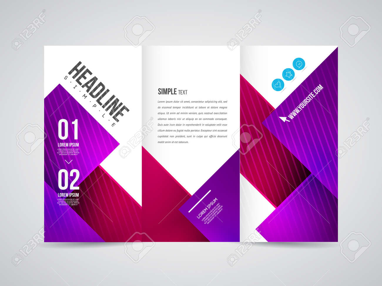 modern vector three fold brochure leaflet flyer design template
