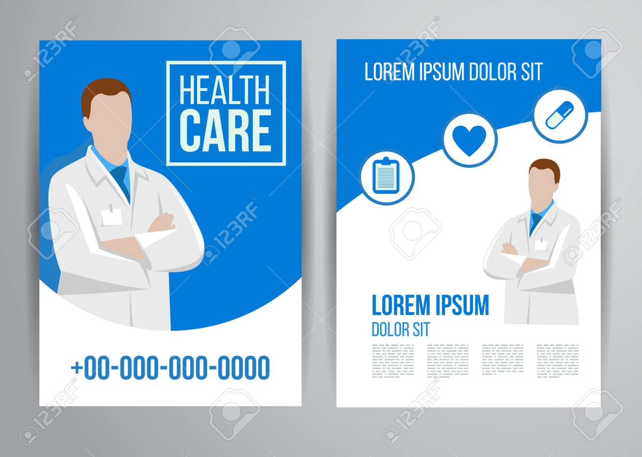 vector health care brochure for clinic with doctors medical health flyer