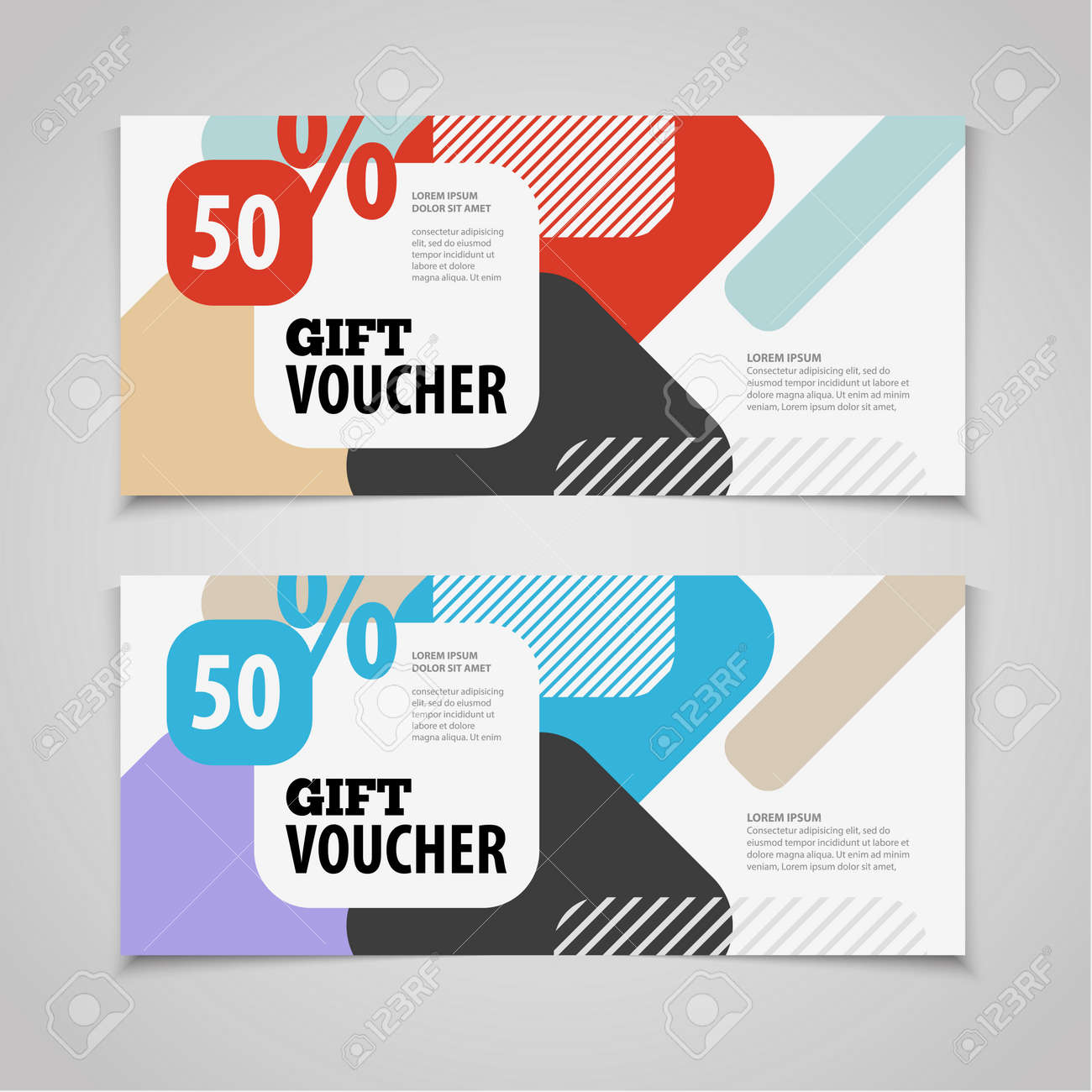 Abstract Gift Voucher Or Coupon Design Template Voucher Design