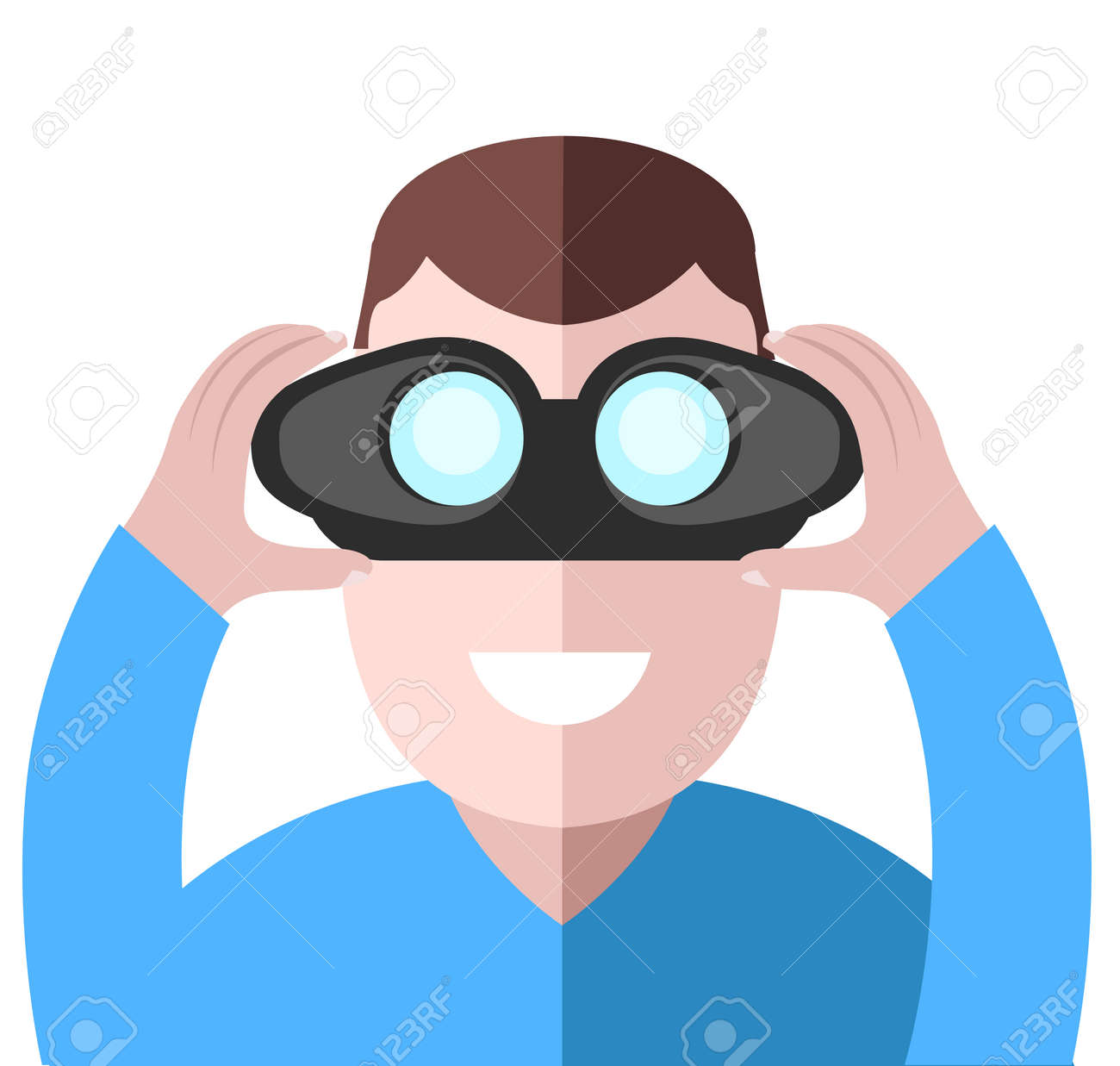 双眼鏡でみる男 検索双眼鏡ベクター イラストです 男の手で双眼鏡 探偵を見てします のイラスト素材 ベクタ Image