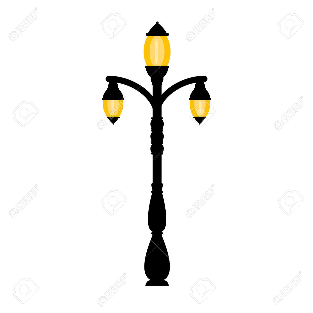 vector vintage streetlight on white background outdoor retro