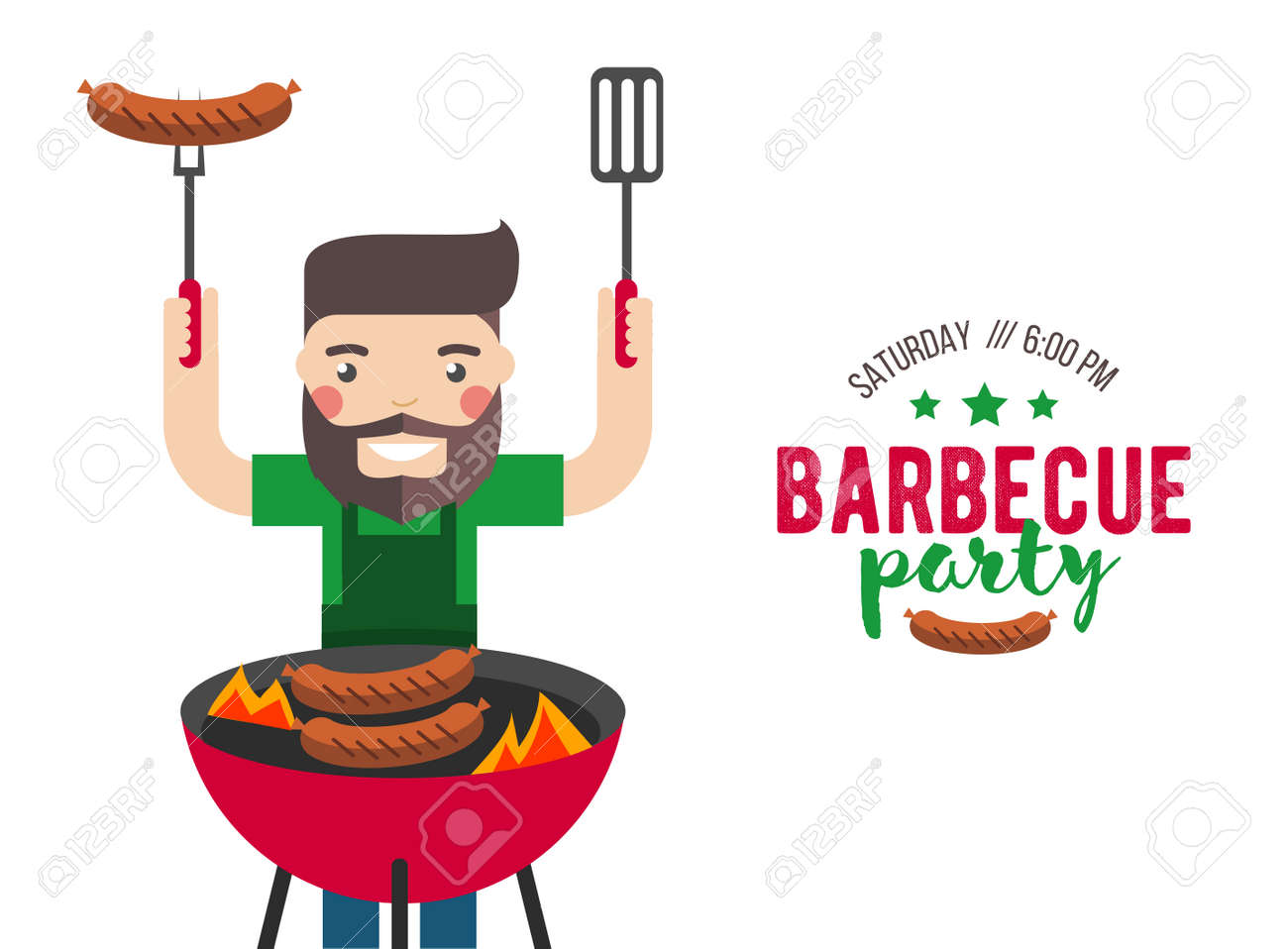 barbecue party cartoon people for flyer or invite card royalty free
