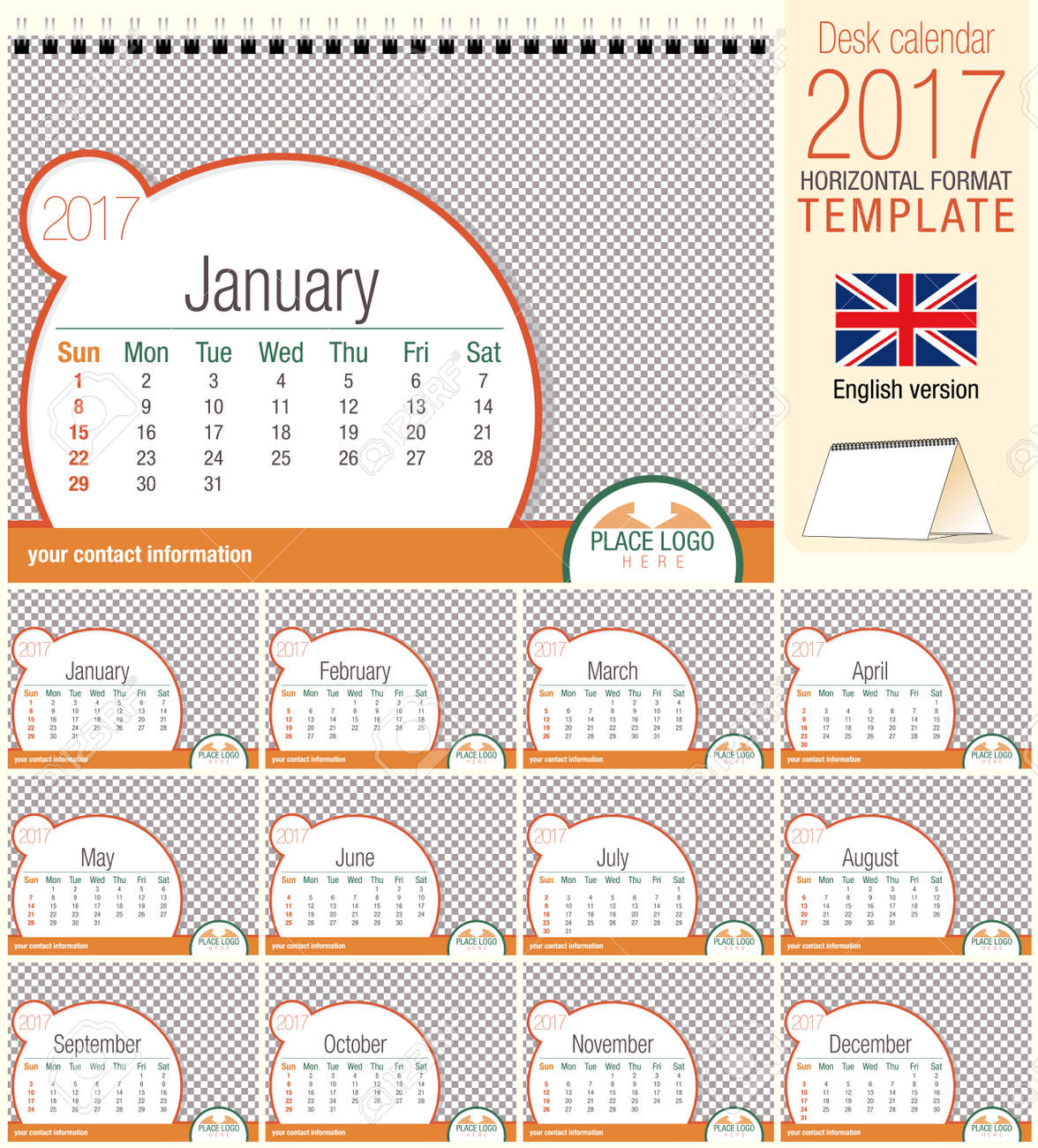 desk triangle calendar 2017 template size 210mm x 150mm format