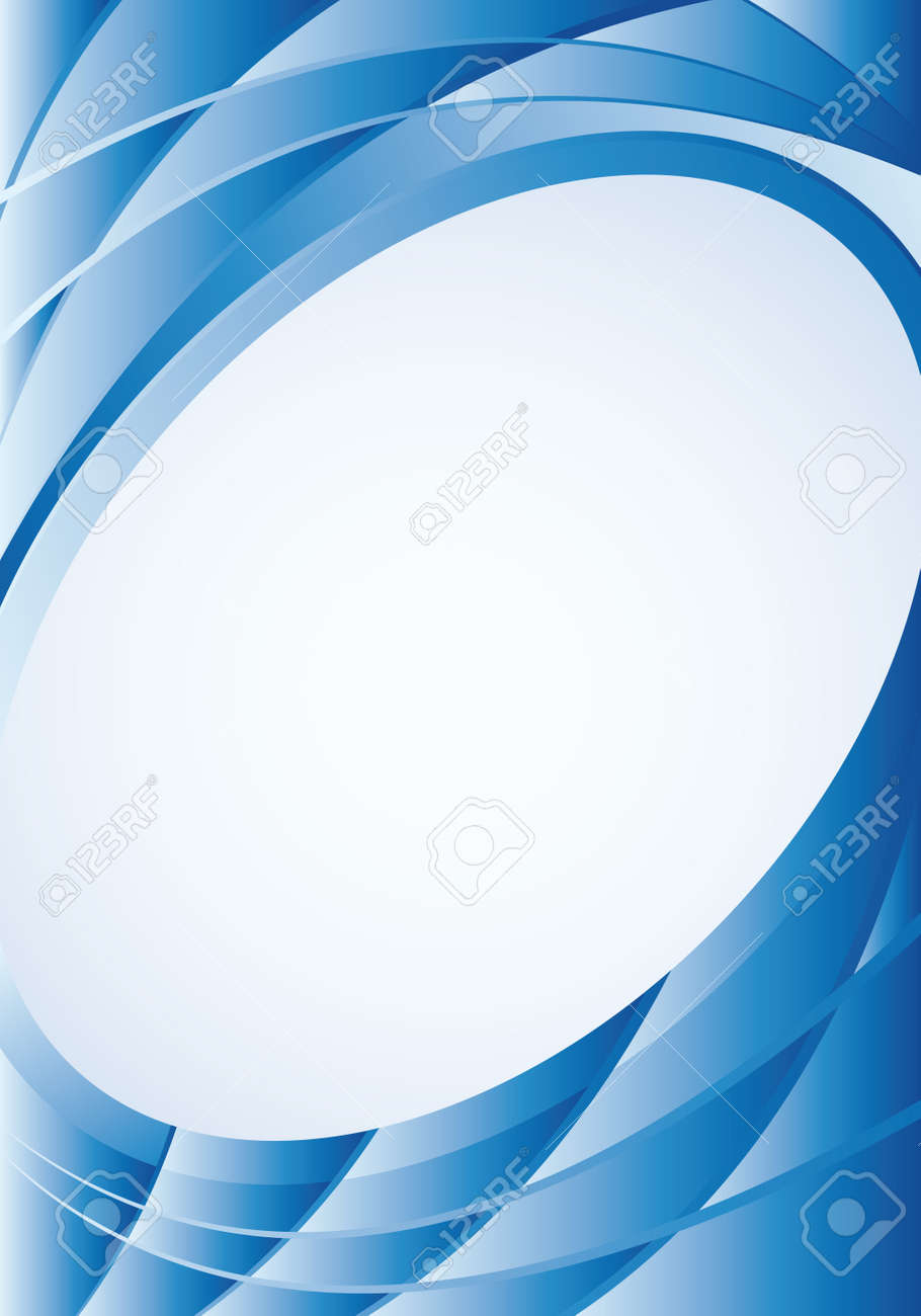 波と真ん中に白い楕円形のテキストを配置する抽象的な青い背景 サイズ 21 Cm 30 Cm ベクトル画像 のイラスト素材 ベクタ Image