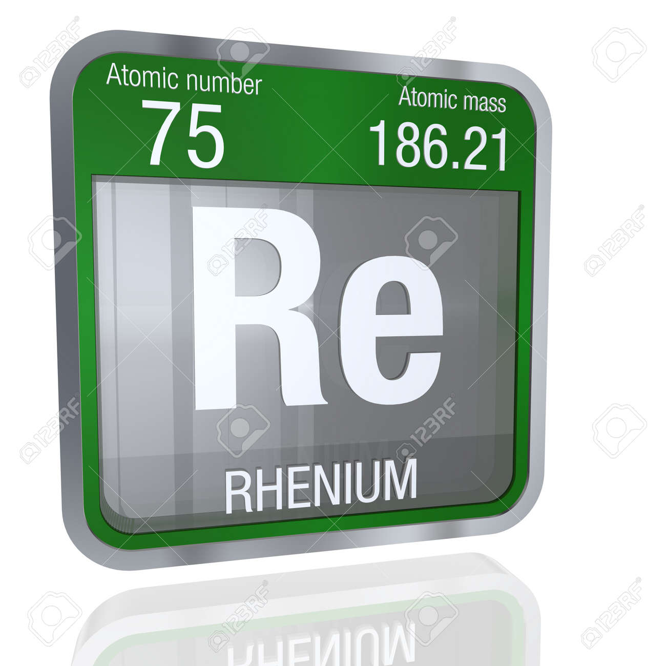 with and metallic Rhenium transparent.. symbol shape in square border