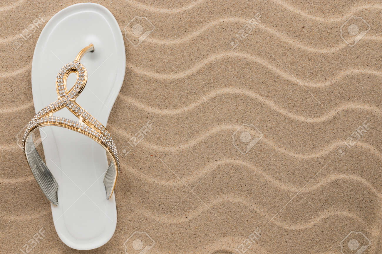 white flip flops with rhinestones