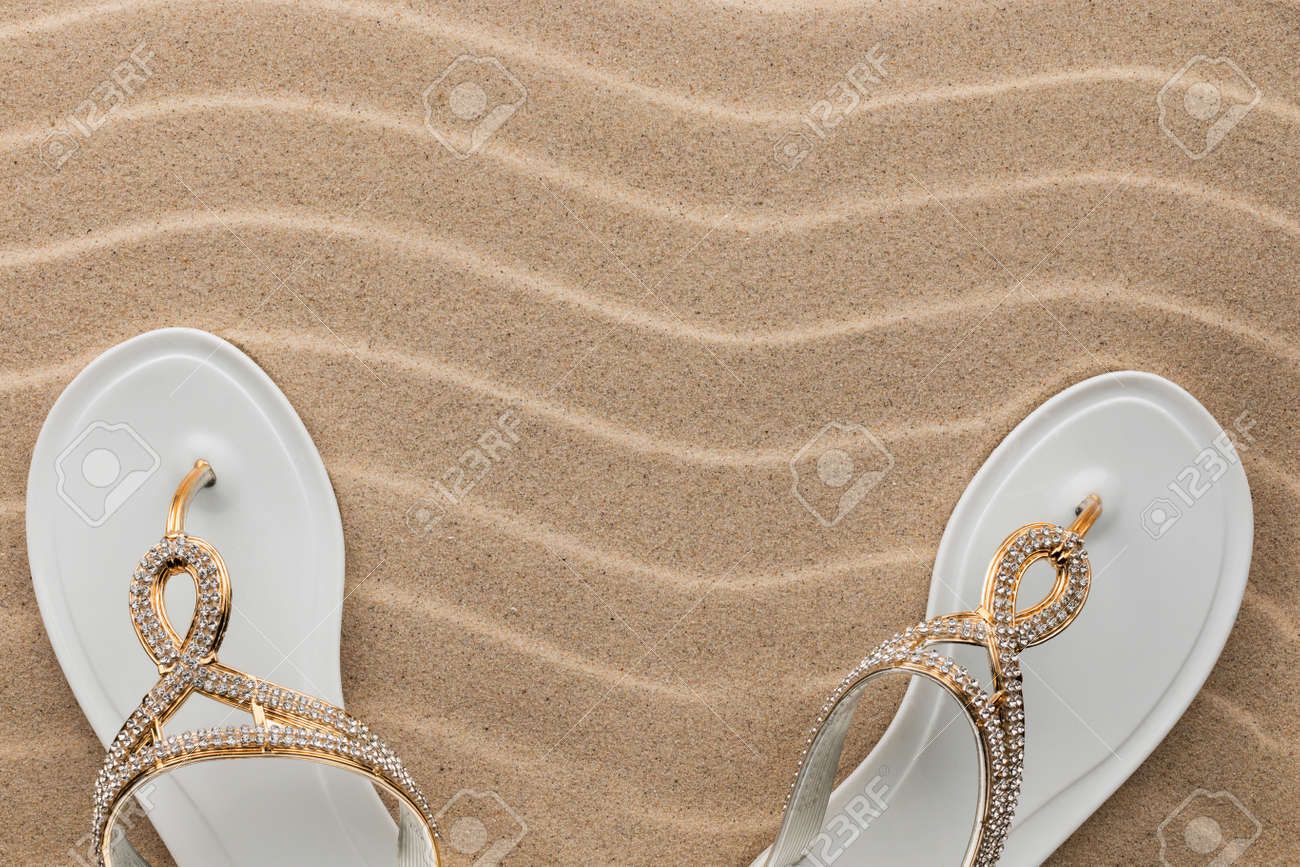 white flip flops with rhinestones