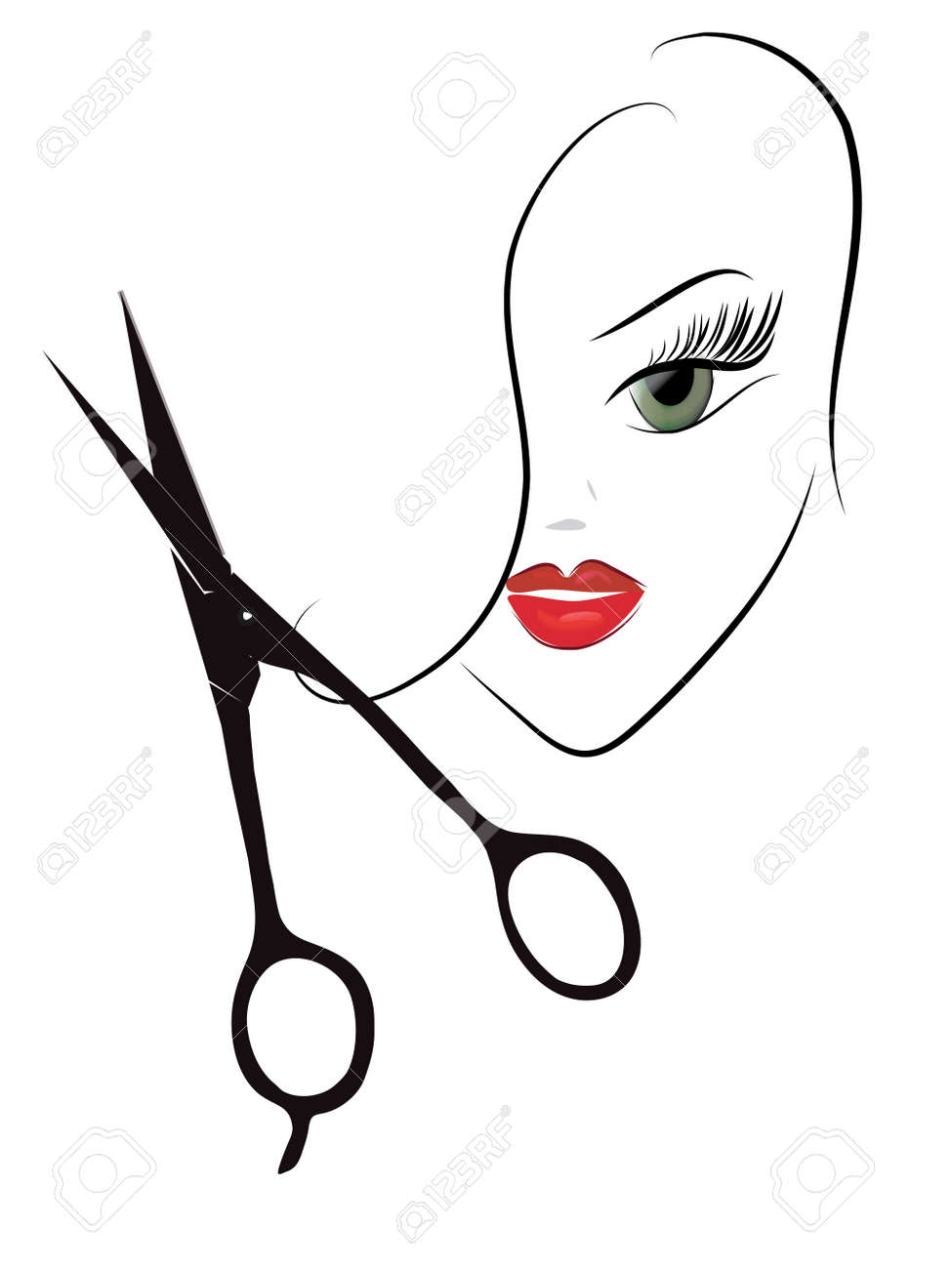 Belleza Mujer Principal Y Tijeras Peluqueria Profesion Shop