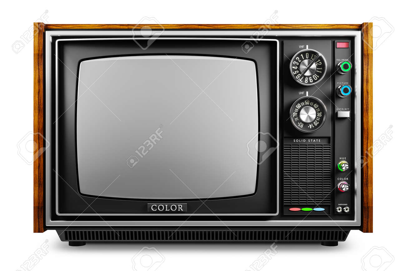 An old TV with a monochrome kinescope isolated on white background 3d - 107750052 An old TV with a monochrome kinescope isolated on white background 3d - 107750052