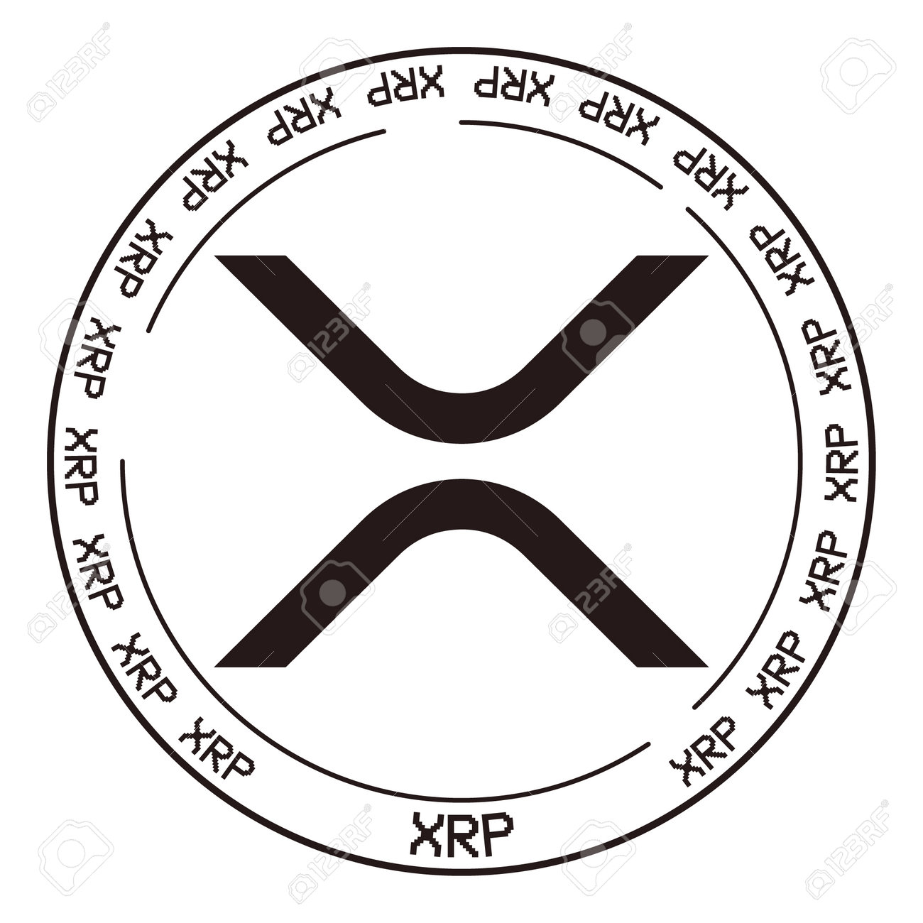 白い背景のベクトル図にフラットなリップルXRP暗号通貨。ブロックチェーン通貨記号のロゴの背景図のイラスト素材・ベクター Image 184058012