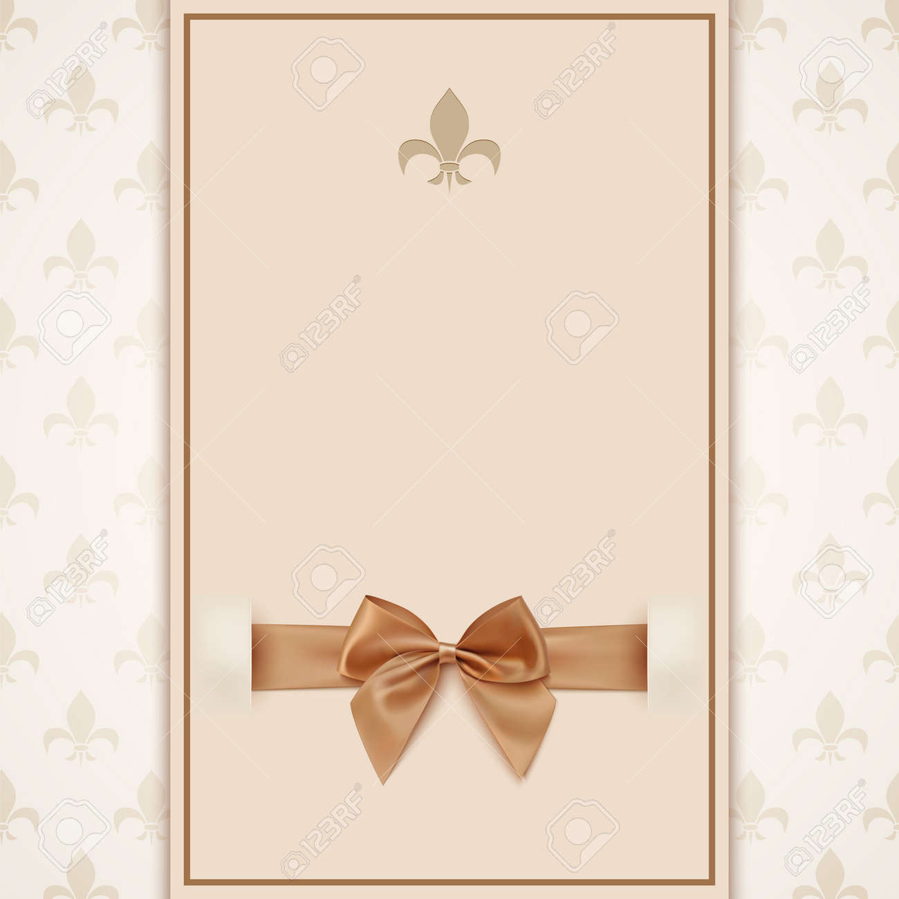 黄金の弓とリボンとヴィンテージのグリーティング カード テンプレート 招待状 ベクトル イラスト のイラスト素材 ベクタ Image