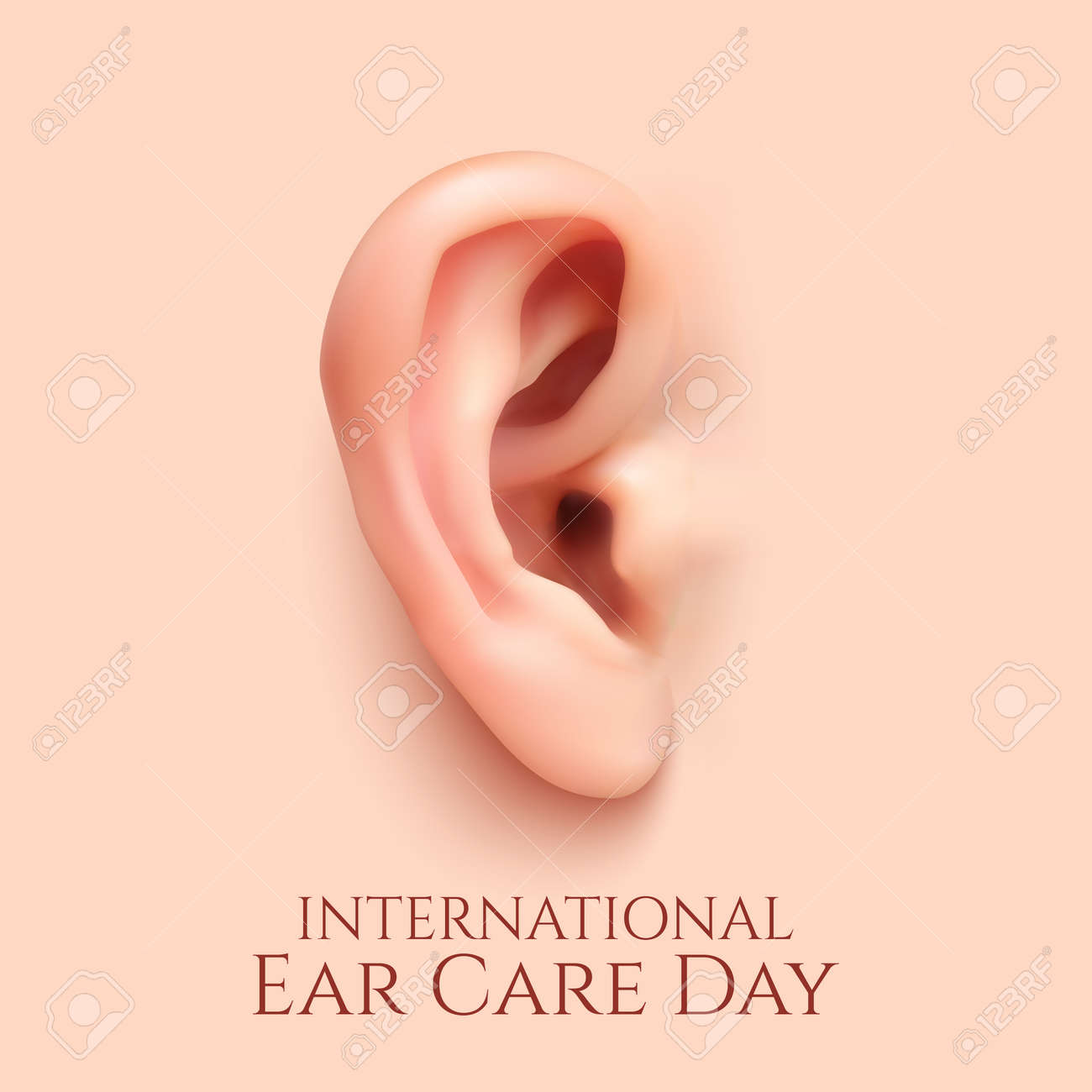 International ear care day .Background with realistic ear. Vector illustration. - 52578951 International ear care day .Background with realistic ear. Vector illustration. - 52578951