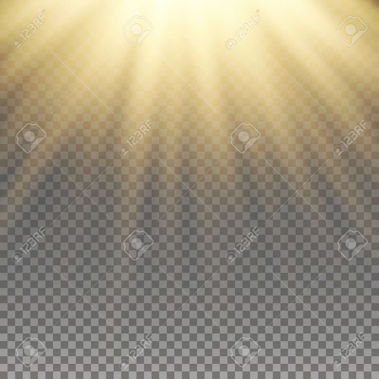 Yellow warm light effect, sun rays, beams on transparent background. Vector illustration. - 53072393 Yellow warm light effect, sun rays, beams on transparent background. Vector illustration. - 53072393