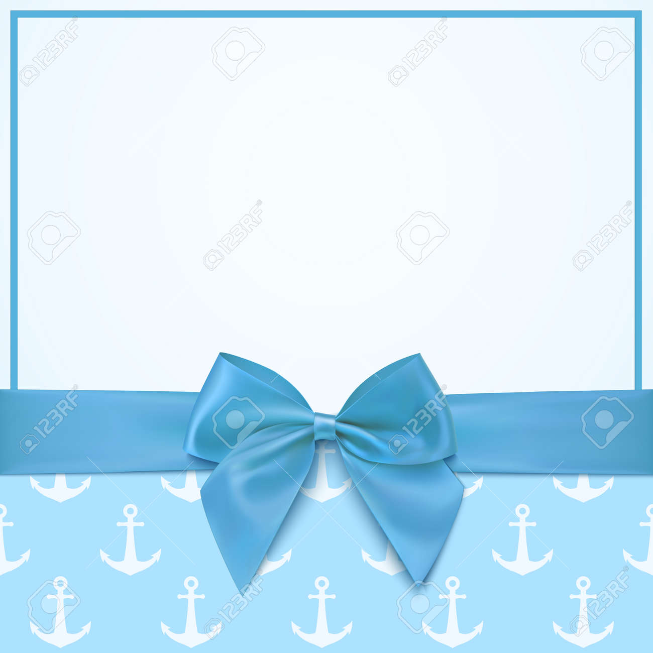 Blank greeting card template for baby boy shower celebration or baby boy announcement card. Vector illustration. - 53055719 Blank greeting card template for baby boy shower celebration or baby boy announcement card. Vector illustration. - 53055719