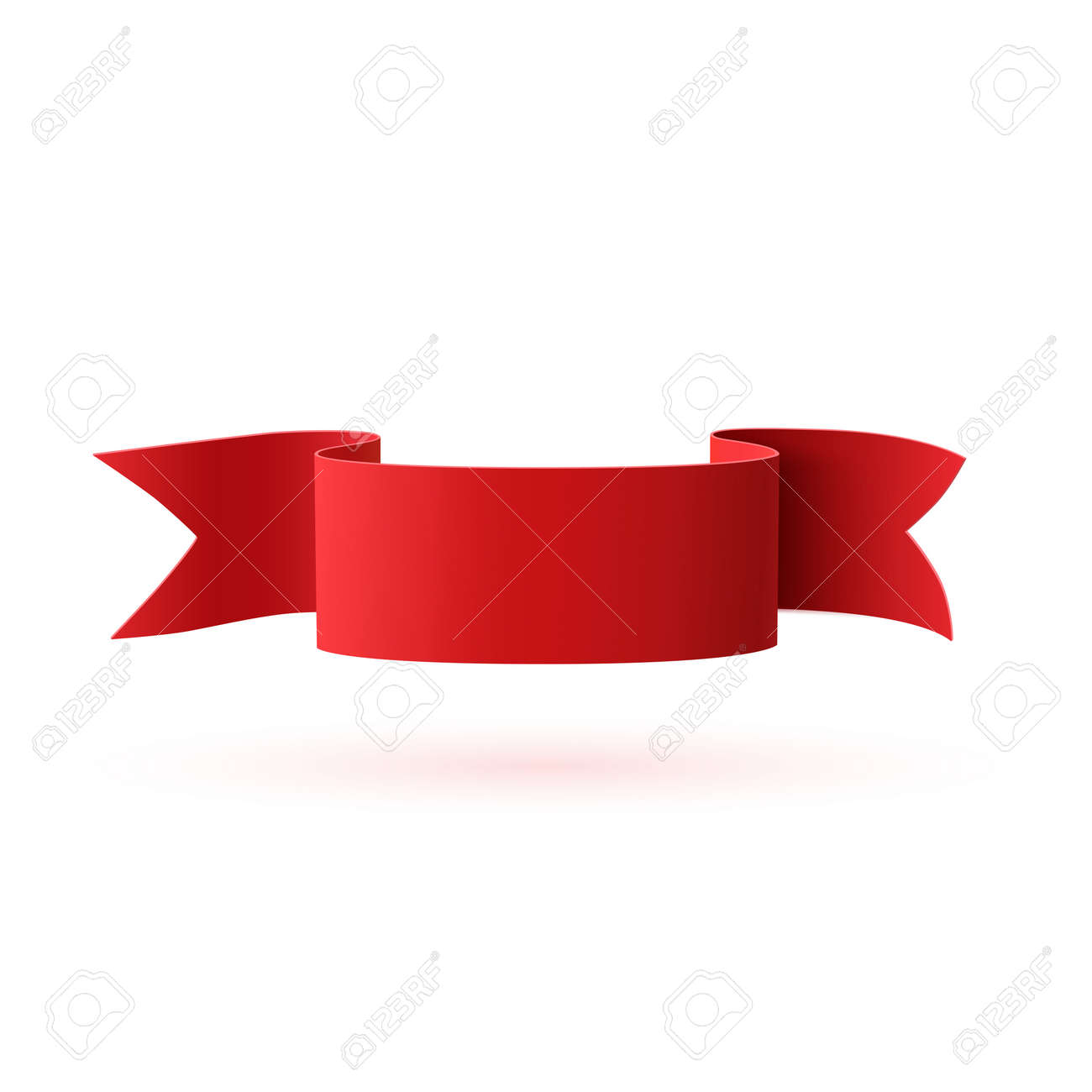 Red, curved paper ribbon isolated on white background. Banner template. Vector illustration. - 55701377 Red, curved paper ribbon isolated on white background. Banner template. Vector illustration. - 55701377