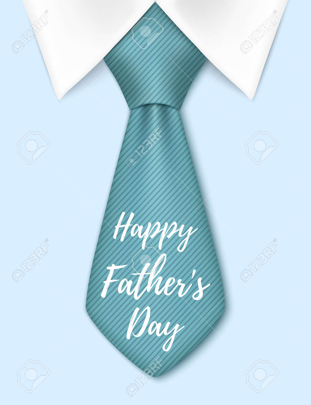 happy fathers day background with blue tie greeting card template