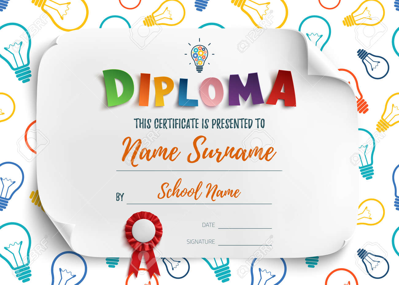 diploma template for kids school preschool playschool certificate