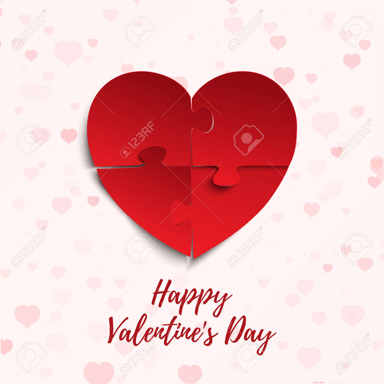 happy valentines day greeting card template jigsaw puzzle pieces