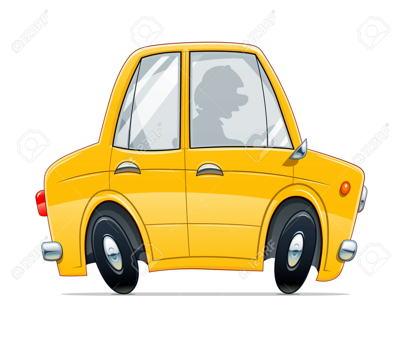 Vintage yellow car. Cartoon character, Isolated on white background. - 168582641 Vintage yellow car. Cartoon character, Isolated on white background. - 168582641