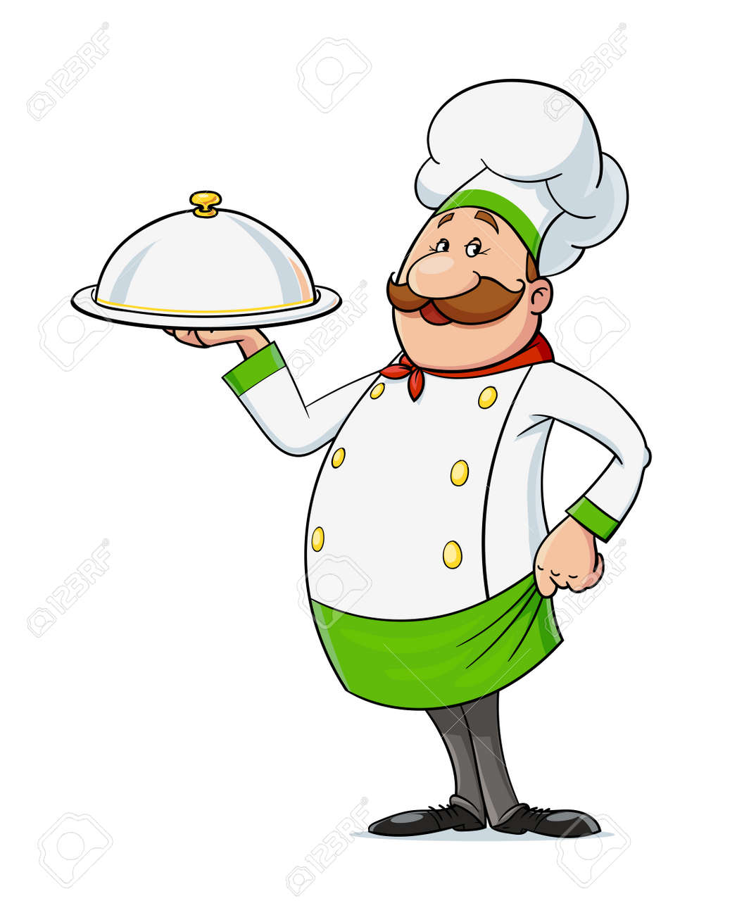 Cook with moustache. Cartoon character at restaurant kitchen, Isolated on white background. Eps10 vector illustration. - 170190961 Cook with moustache. Cartoon character at restaurant kitchen, Isolated on white background. Eps10 vector illustration. - 170190961
