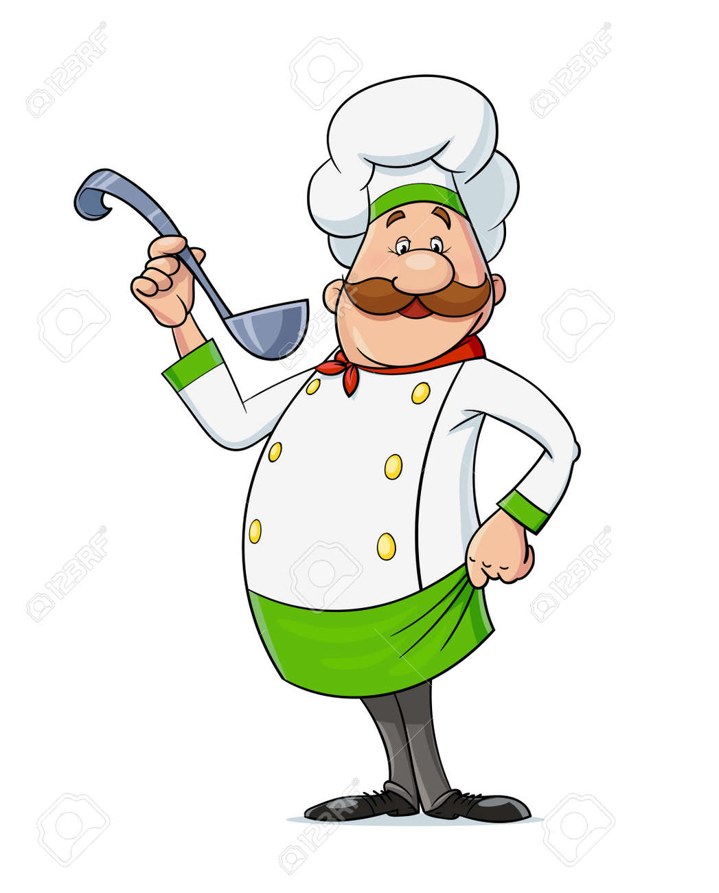 Cook with moustache and spoon. Cartoon character at restaurant kitchen, Isolated on white background. Eps10 vector illustration. - 170190756 Cook with moustache and spoon. Cartoon character at restaurant kitchen, Isolated on white background. Eps10 vector illustration. - 170190756