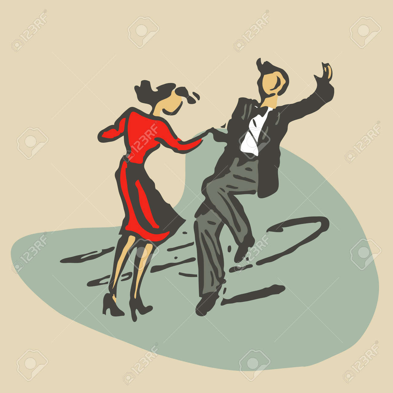Couple Dancing Rock N Roll Retro Stile Royalty Free Cliparts Vectors And Stock Illustration Image