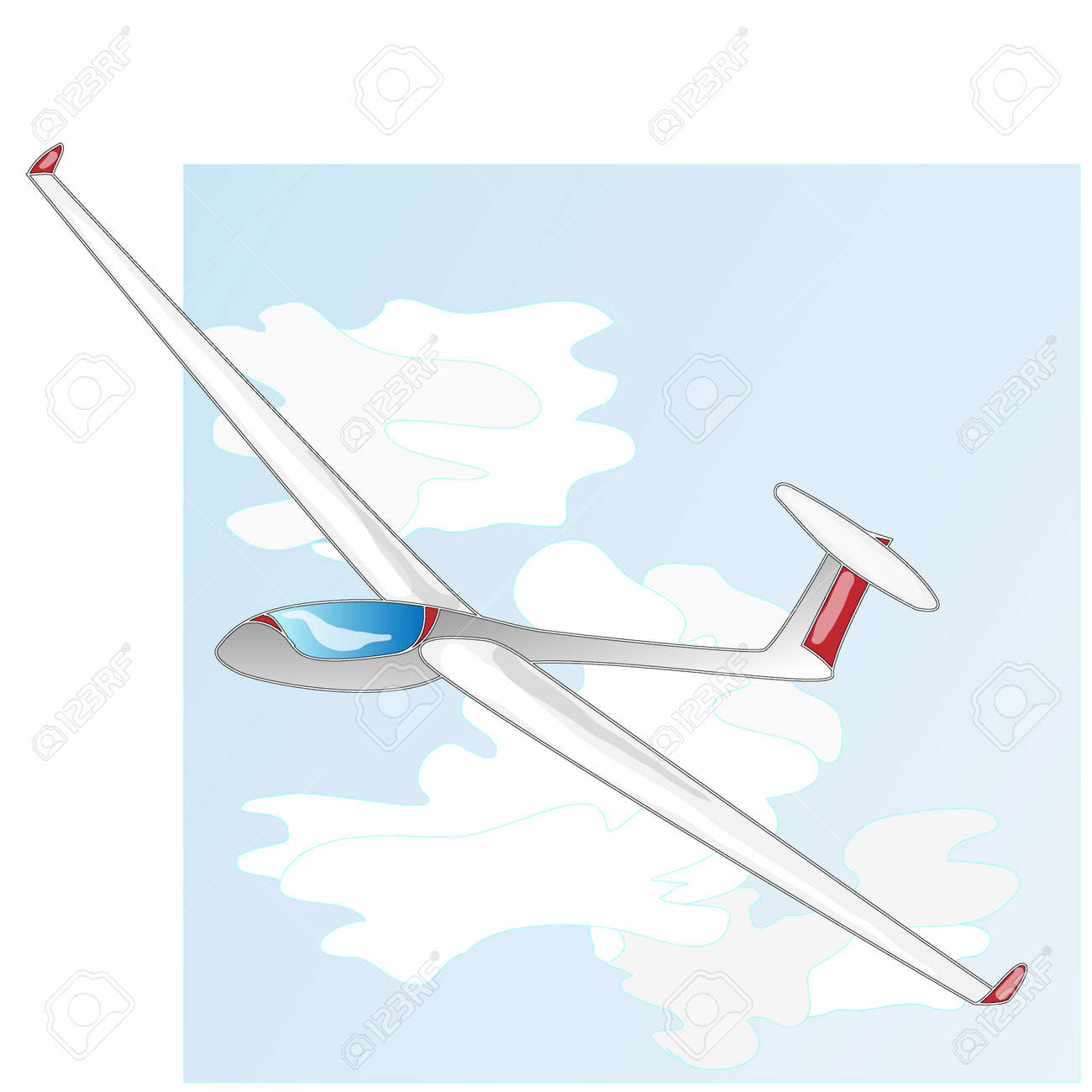 glider sailplane illustration isolated on sky background royalty