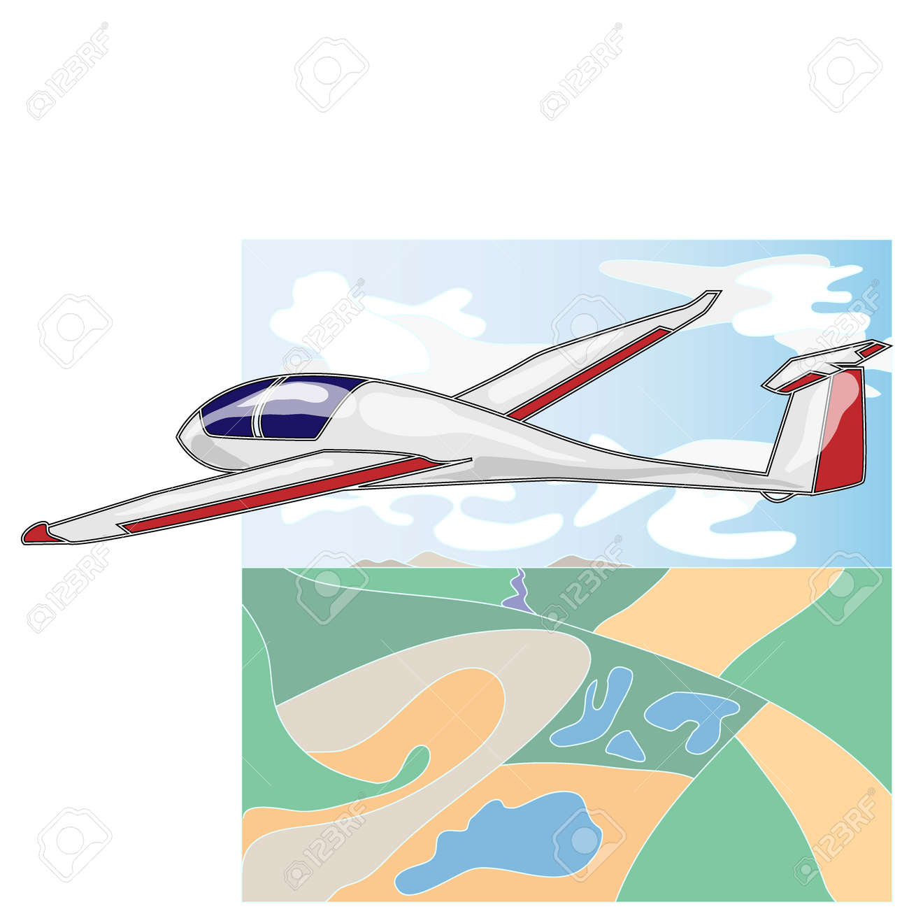 glider sailplane illustration isolated on sky background royalty