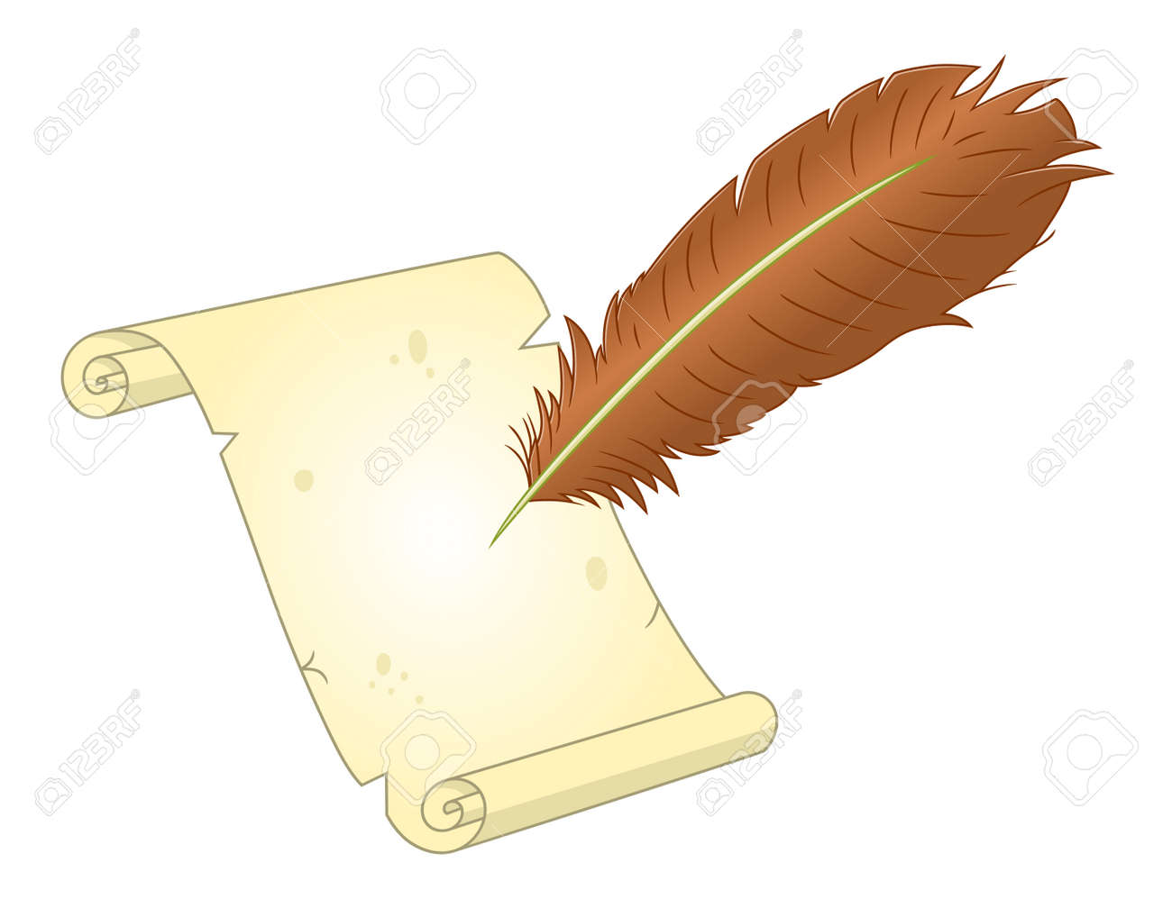 Feather Pen With Old Paper Royalty Free Cliparts Vectors And