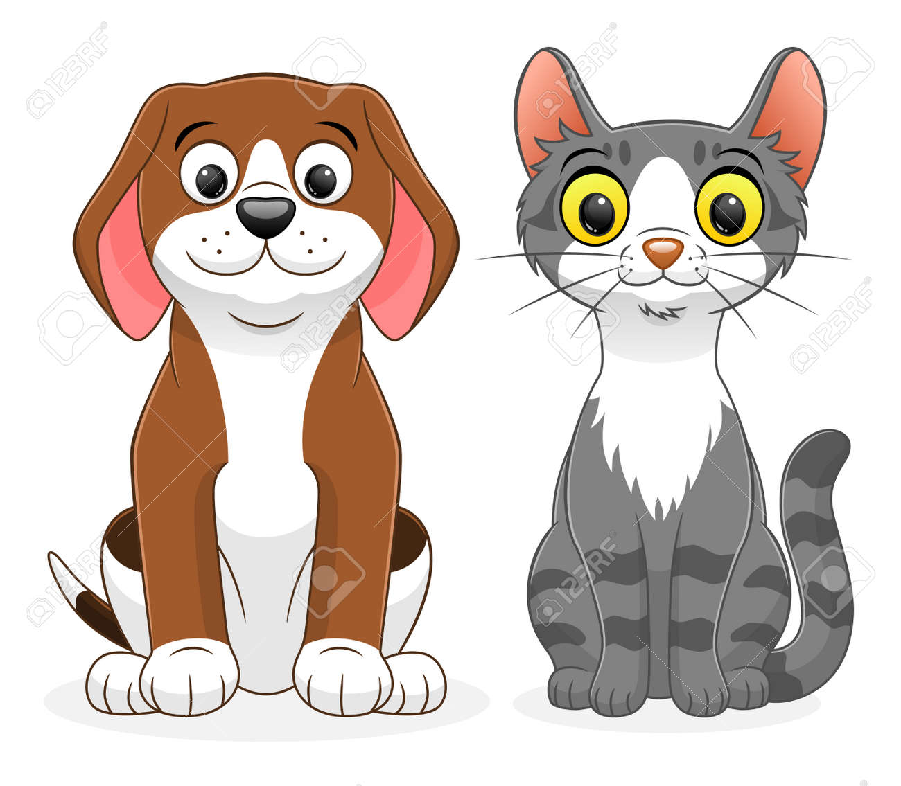 Chien De Dessin Anime Et Chat Clip Art Libres De Droits Vecteurs Et Illustration Image