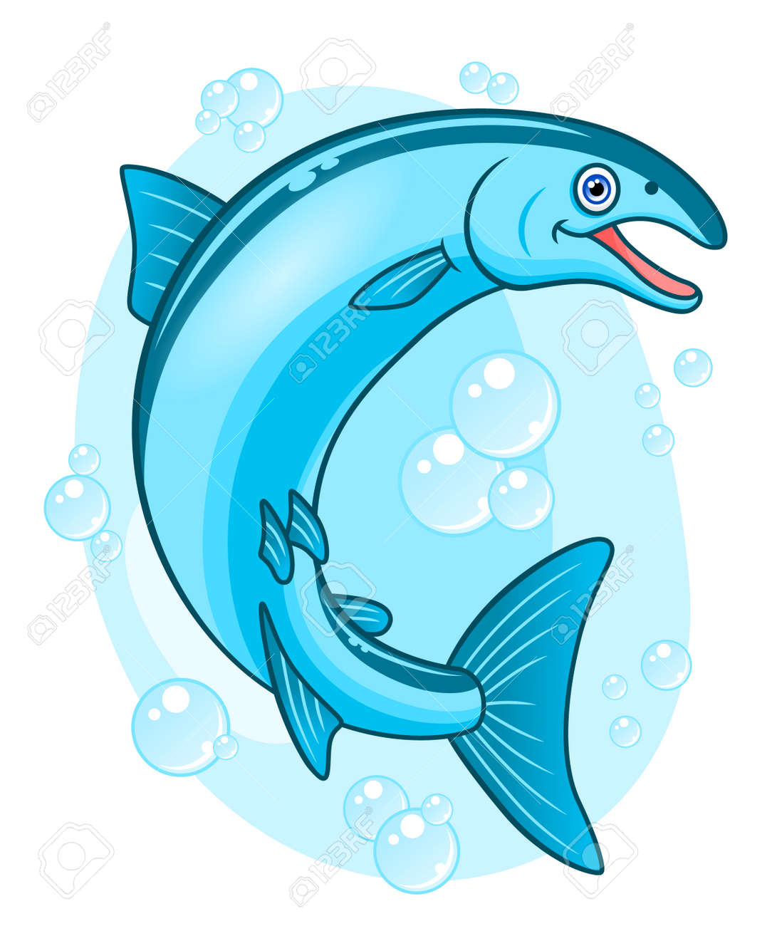 漫画幸せなコーホー サーモン のイラスト素材 ベクタ Image