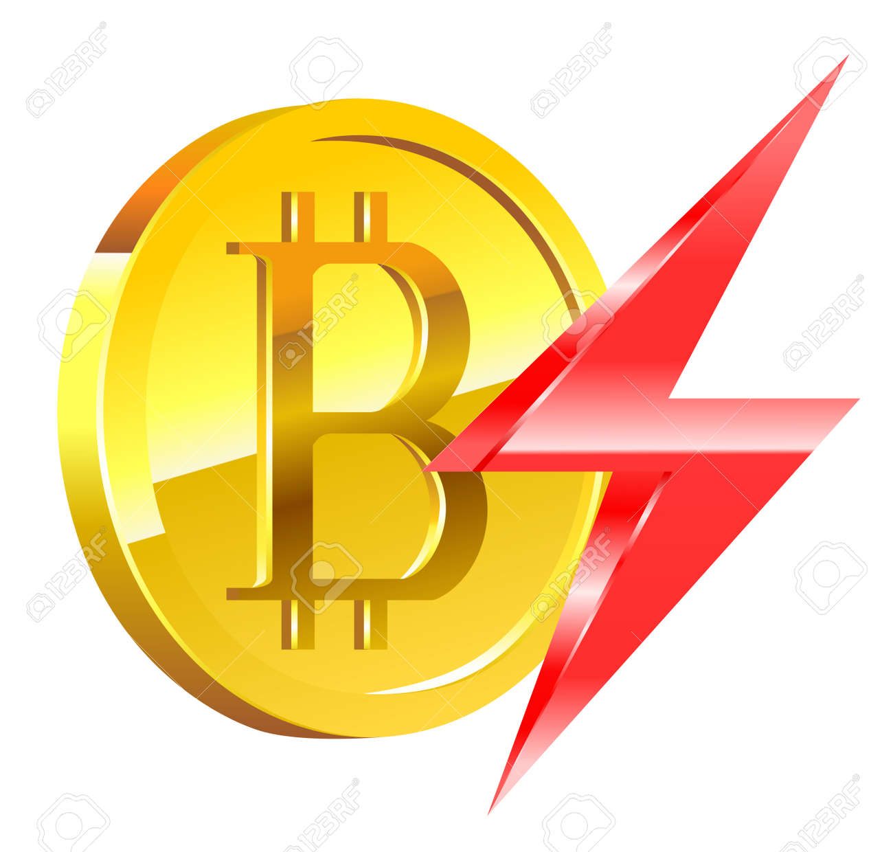 비트 코인과 번개 로열티 무료 사진, 그림, 이미지 그리고 스톡포토그래피. Image 99129726
