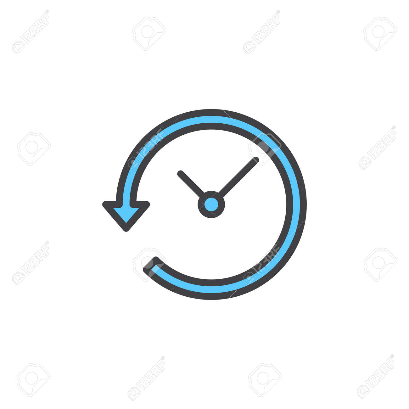 Reloj Colorido Lineal Vector BlancoSímbolo Contorno Flecha Alrededor LíneaSeñal Aislado Del De Con En Icono LlenoPictograma La lcKuT3F1J