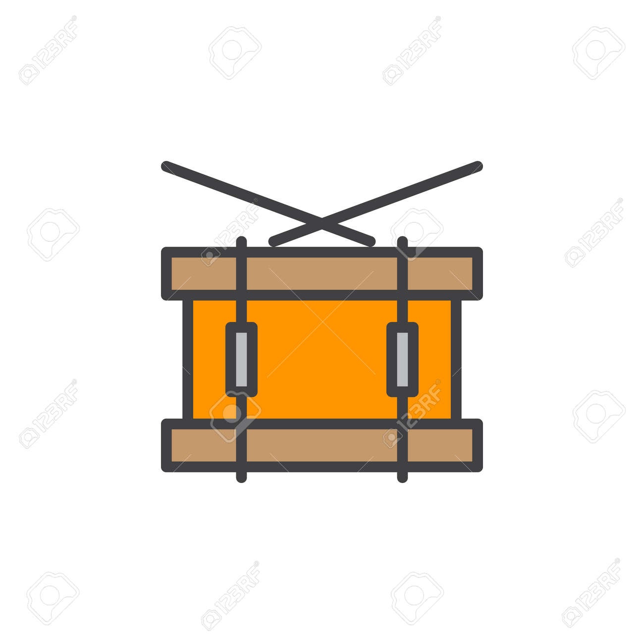 スネアドラム ライン アイコンいっぱいアウトライン ベクトル 線形のカラフルなピクトグラムを白で隔離に署名します シンボル ロゴの図 編集可能なストローク ピクセル完璧のイラスト素材 ベクタ Image