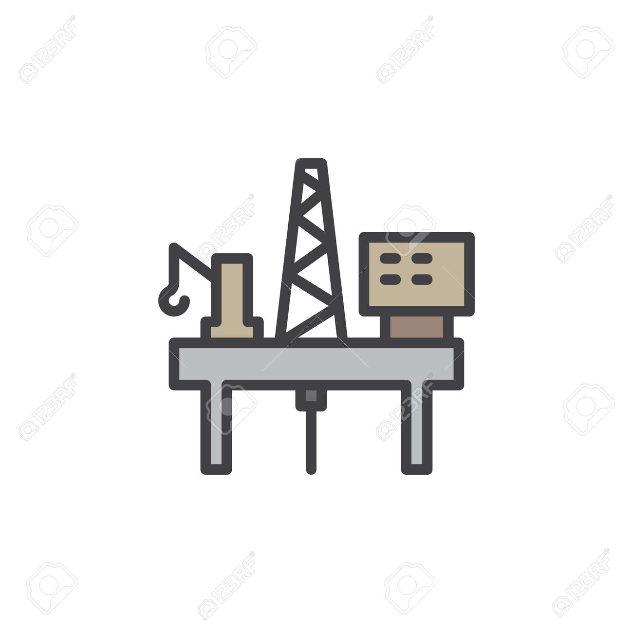 石油プラットフォーム リグ線アイコン 塗りつぶされたアウトライン ベクトル 線形のカラフルなピクトグラムを白で隔離に署名します シンボル ロゴの図 編集可能なストローク ピクセル完璧 のイラスト素材 ベクタ Image