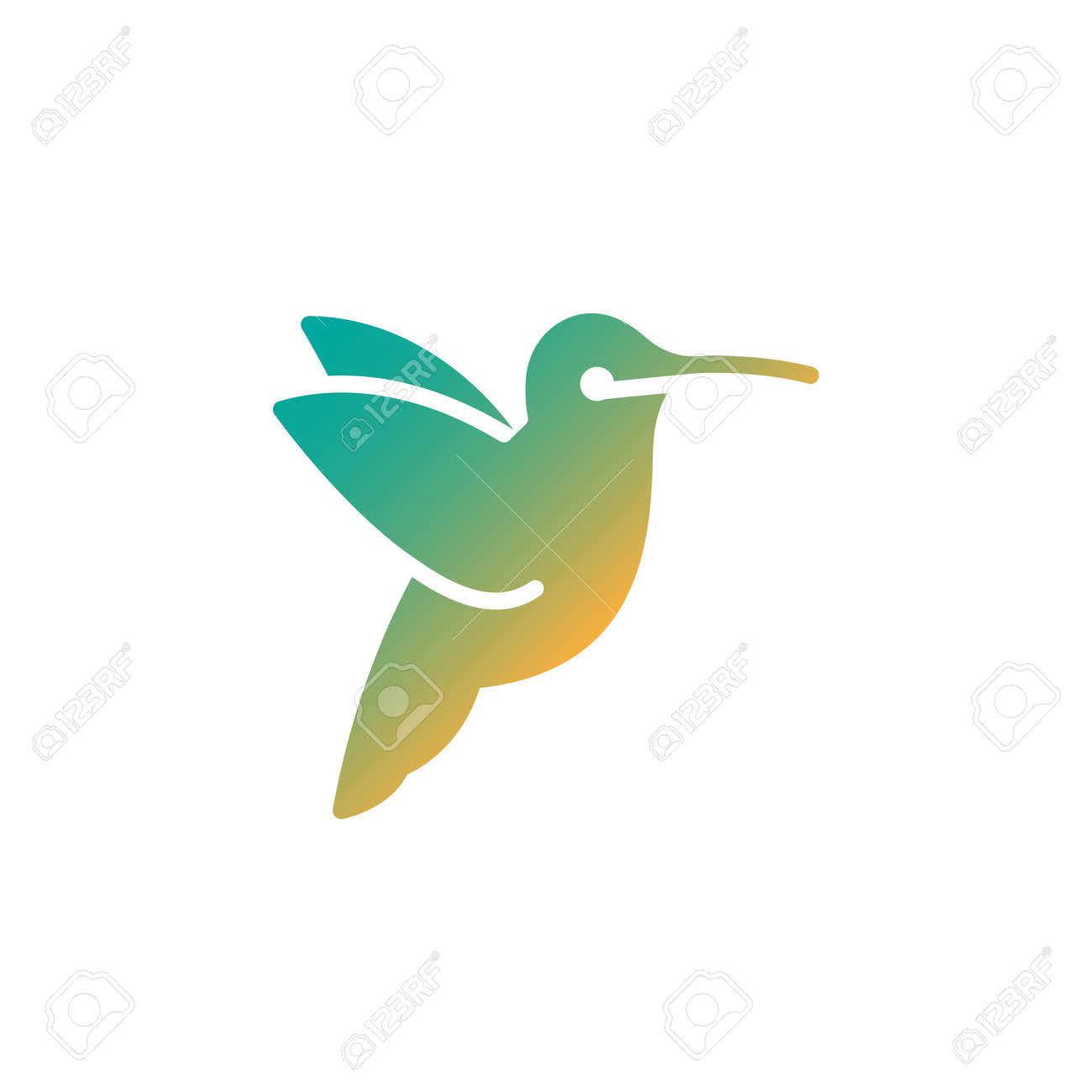 hummingbird icon vector filled flat sign solid colorful pictogram
