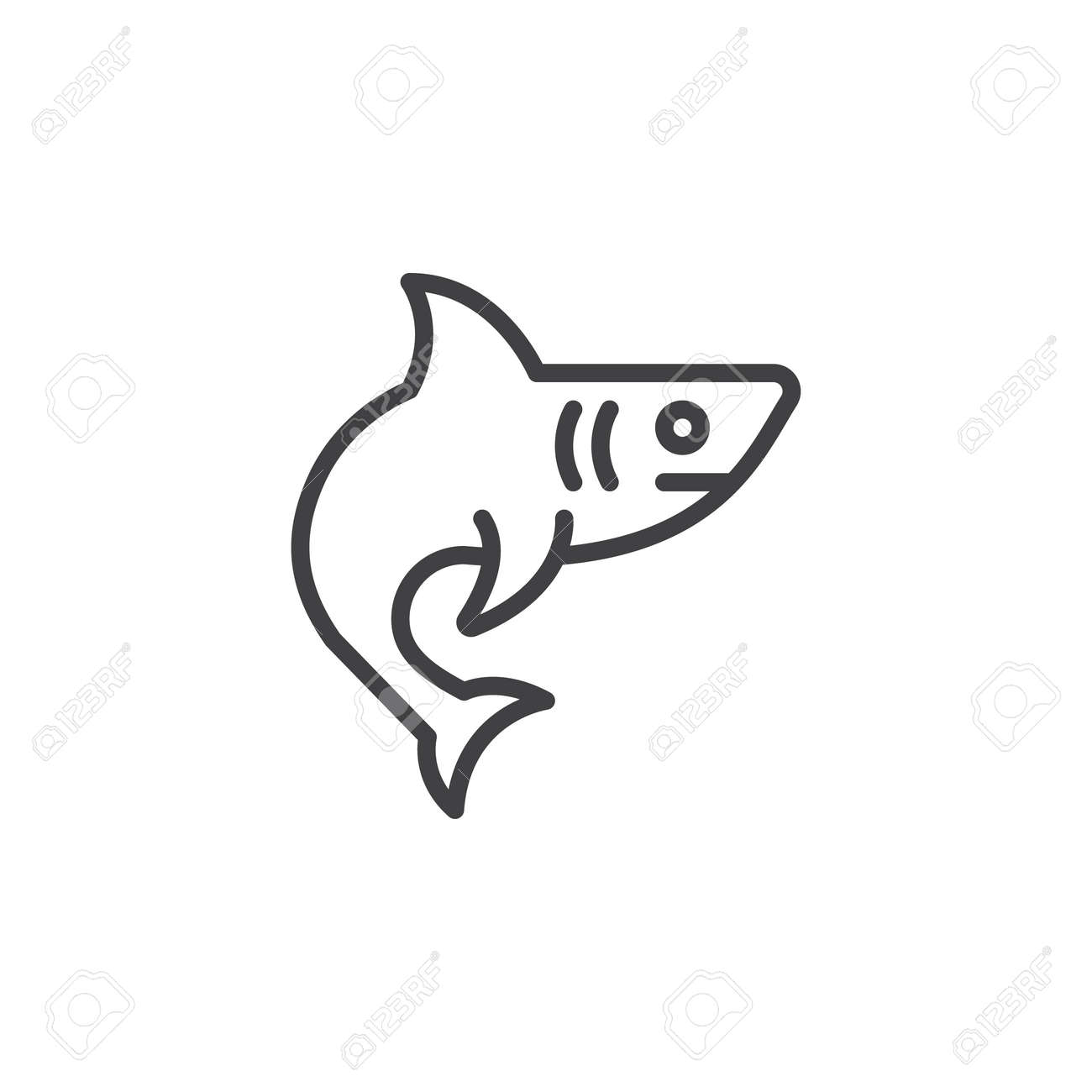 shark fish line icon outline vector sign linear style pictogram outline of a shark