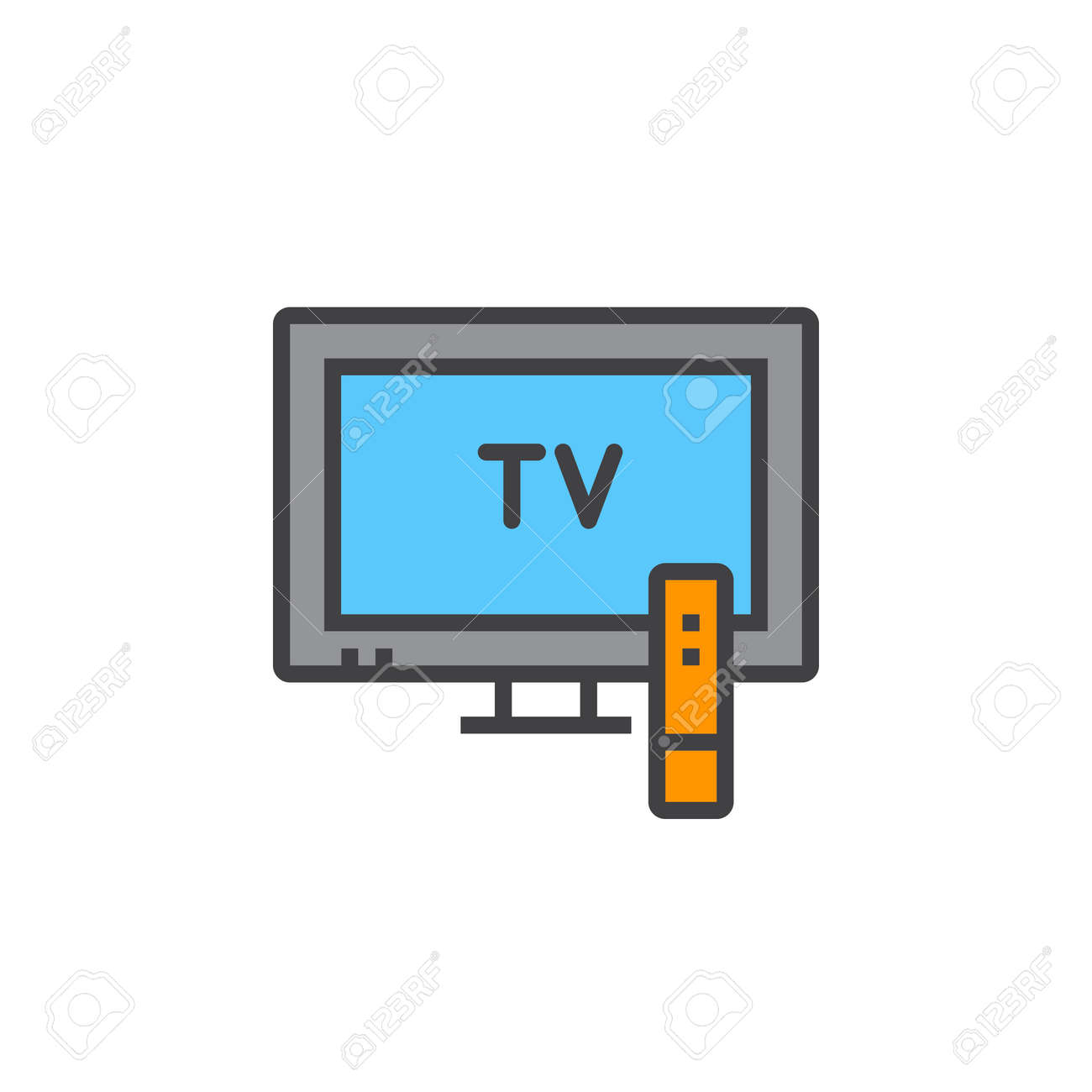 Television Line Icon Filled Outline Tv Vector Sign Linear Colorful Royalty Free Cliparts Vectors And Stock Illustration Image