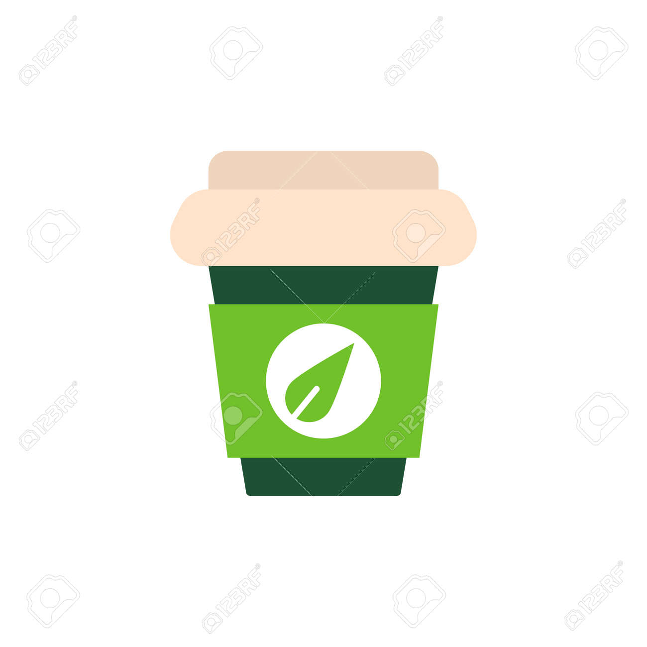green tea paper cup flat icon vector sign colorful pictogram